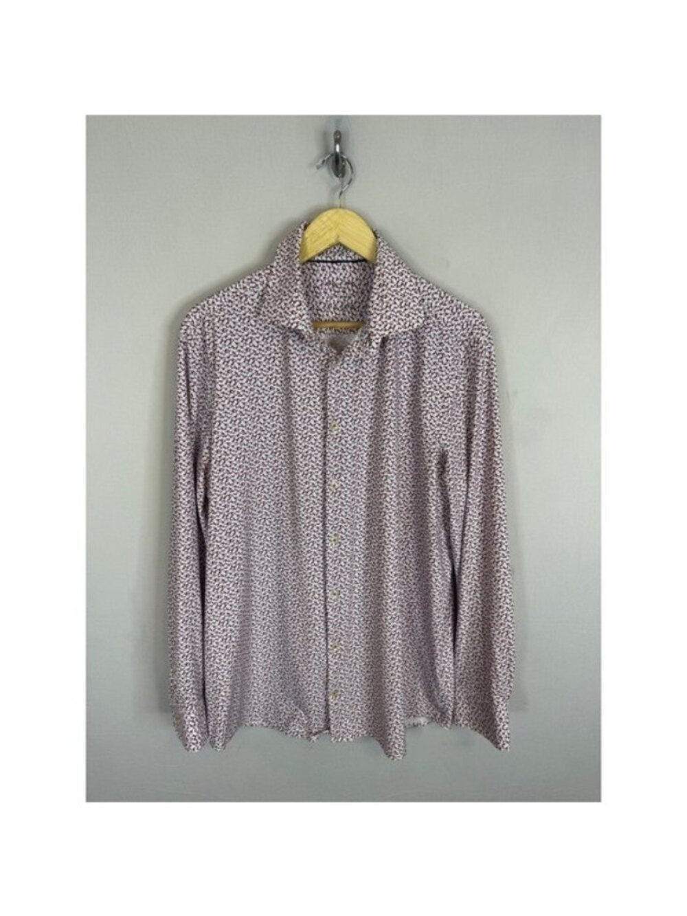 Klauss Boehler Mens Red Floral Contemporary Fit Button Down Shirt Size 17 43